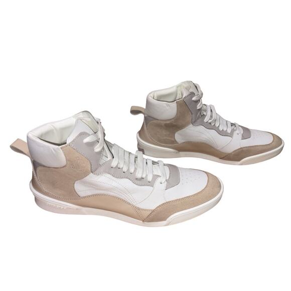 Jimmy Choo White Beige Leather Men\'s High Top Sneakers     Size: EU 45 US 12 main image 5